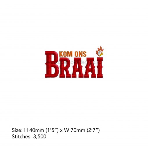 afrikaans red words braai 1 south african bbq embroidery design borduuronwerp 3"