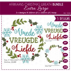 afrikaans vrede vreugde liefde kransie kersfees christmas afrikaans words 3 design bundle, extra large 10404