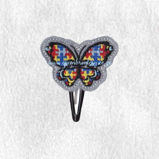 puzzle detail puzzled butterfly embroidery design support autism awareness feltie