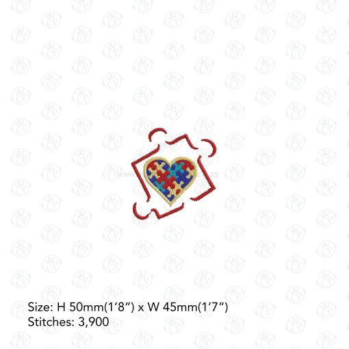 colored colorful puzzle detail puzzle piece border puzzled heart middle embroidery design support autism awareness extra small