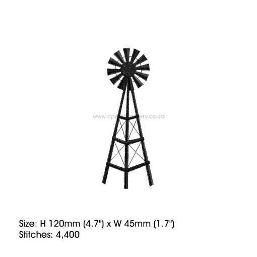 simple farm windmill windpomp black plaas water windpomp machine embroidery design medium