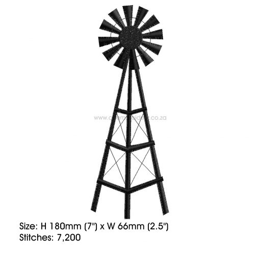 simple farm windmill windpomp black plaas water windpomp machine embroidery design extra large