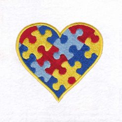 colored colorful puzzle detail puzzled heart embroidery design support autism awareness