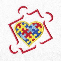colored colorful puzzle detail puzzle piece border puzzled heart middle embroidery design support autism awareness