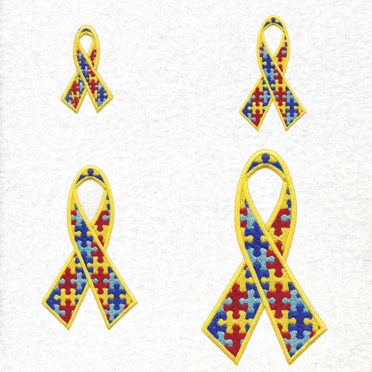 colored colorful puzzle detail puzzled support ribbon middle embroidery design support autism awareness set pack sizes