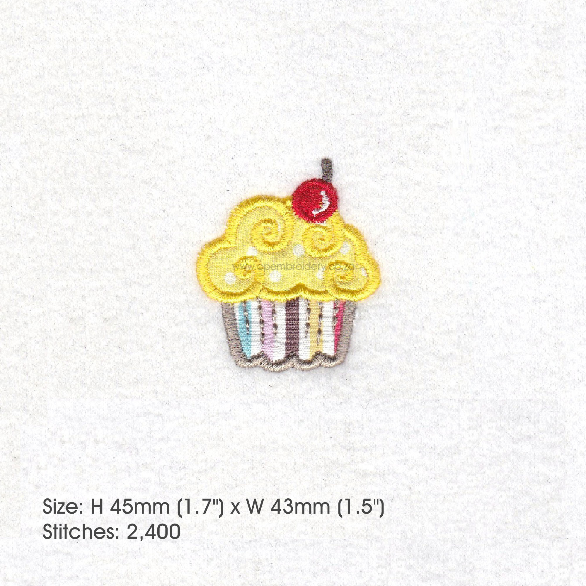 extra small cupcake cookie iced icing red cherry decorated applique embroidery design