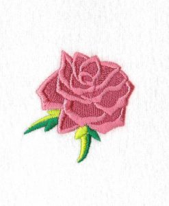 abstract rose single alone free standing green leaf leaves rose machine embroidery design extra small