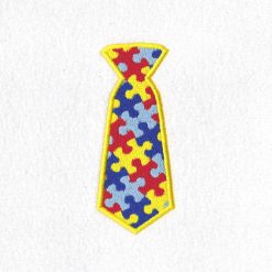 interlocking colored colorful puzzle detail pieces puzzled support mens neck tie embroidery design support autism awareness