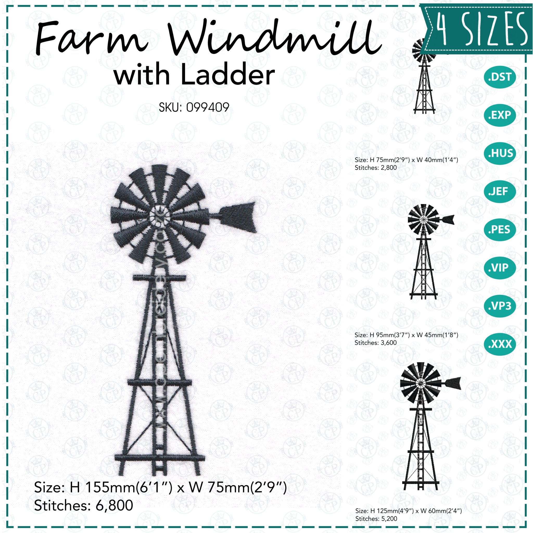 Farm Windmill with Ladder - Couture Princess Embroidery
