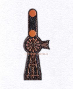 in the hoop farm windmill ladder key fob key chain snap tab embroidery design
