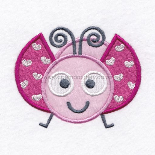 pink gray grey bug ladybird ladybug heart wings big eyes love bug machine embroidery design download