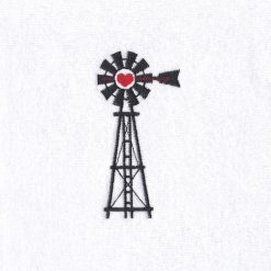 simple black red heart farm windmill windpomp plaas hart embroidery design 4" x 4" frame