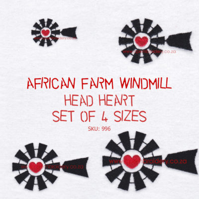 black african farm windmill heart centre middle head top machine embroidery design