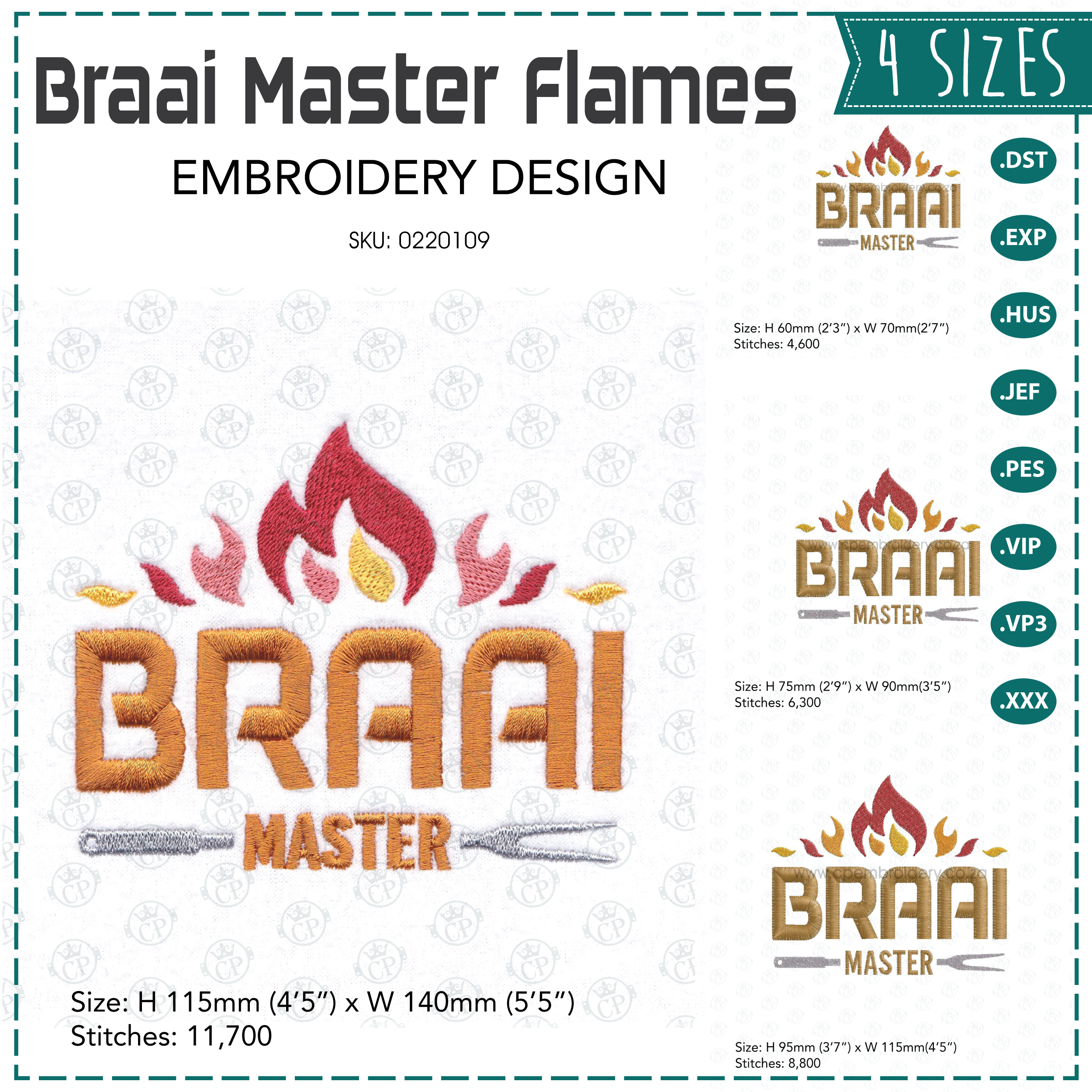 flames flamed top words braai master fork bbq grill machine embroidery download design file set 4 sizes