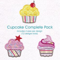 three cupcake swirl cherry star pink sprinkles pink stripes machine embroidery download design pattern file