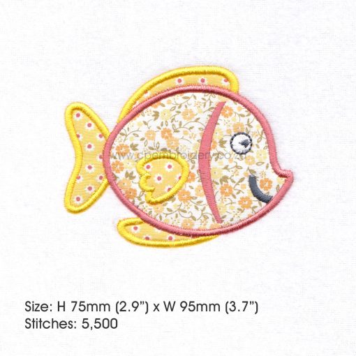 yellow orange tang pet fish cute applique machine embroidery download design fits 4" x 4" frame
