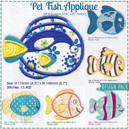 yellow and blue fish regal blue pet fish cute friendly simple smiling applique machine embroidery design pattern for machines 3 inch
