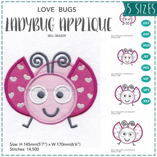 pink gray grey bug ladybird ladybug heart wings big eyes love bug machine embroidery design download bundle size set