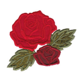 red roses rose green leaves simple red valentine's flowers applique embroidery design