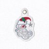 Santa side profile face mistletoe red hat Santa Clause white beard red cheek silver star hat baggage tag suitcase tag