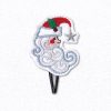 Santa side profile face mistletoe red hat Santa Clause white beard red cheek silver star hat shoe trinket
